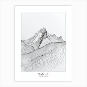 Makalu Nepal China Line Drawing 7 Poster Art Print