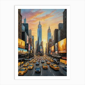 Times Square At Sunset Art Print