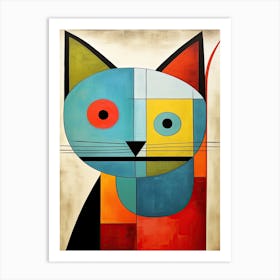 Geometry of Purr: Minimalist Cubist Cat Expressions Art Print