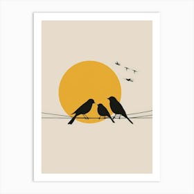 Birds On A Wire 1 Art Print