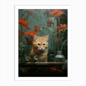 Cat In The Garden 5 Art Print