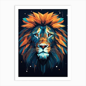 Lion Art Painting Geometric Abstraction Style 4 Art Print