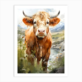 Bucolic Beauty Cow In The Countryside Art Print