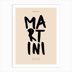 Martini Black Typography Print Art Print