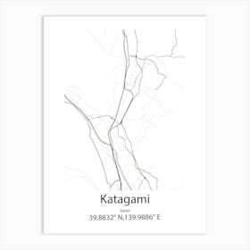 Katagami,Japan Minimalist Map Art Print