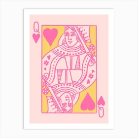 Queen Of Hearts | Yellow Art Print