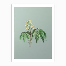 Vintage Yellow Buckeye Botanical Art on Mint Green n.0645 Art Print