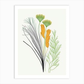 Fennel Seed Spices And Herbs Minimal Line Drawing 2 Art Print