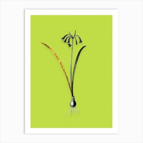 Vintage Brandlelie Black and White Gold Leaf Floral Art on Chartreuse n.0069 Art Print