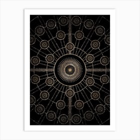 Geometric Glyph Radial Array in Glitter Gold on Black n.0117 Art Print