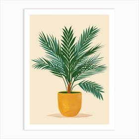 Sago Palm Plant Minimalist Illustration 8 Art Print