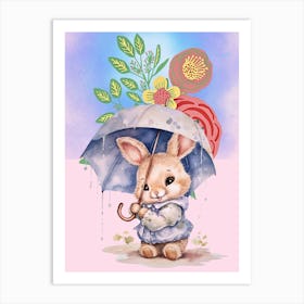 Bunny With Umbrella Art Print