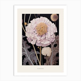 Flower Illustration Scabiosa 1 Poster Art Print