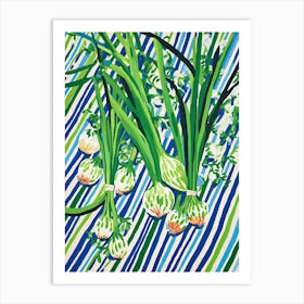 Green Onions Summer Illustration 3 Art Print