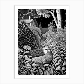 Chanticleer Garden, 1, Usa Linocut Black And White Vintage Art Print