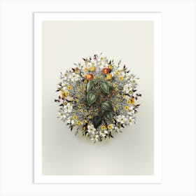 Vintage Tickberry Flower Wreath on Ivory White n.0630 Art Print