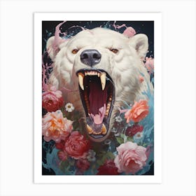 Polar Bear With Flowers Art Print