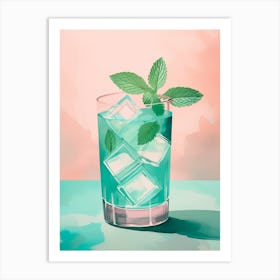 Delicious Cocktail With Peppermint And Ice Cubes Art Print