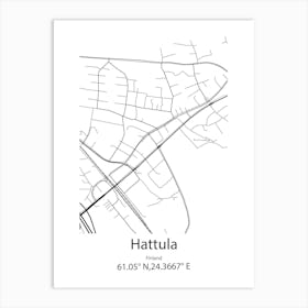 Hattula,Finland Minimalist Map Art Print