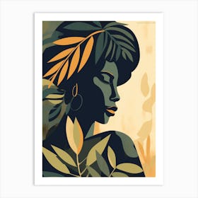 Portrait Of A Woman With Leaves 5 Art Print