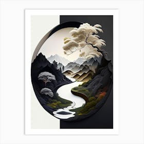 Landscapes Yin and Yang Illustration Art Print