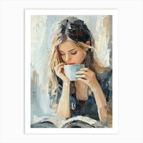 The Girl In The Cafe Reads A Book Art Print