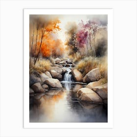 Watercolor Of A Stream 2 Art Print