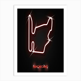 Hungaroring Hungary F1 Track neon Art Print