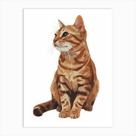 American Bobtail Cat Clipart Illustration 6 Art Print