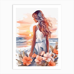 A Girl At Sunset Art Print Art Print