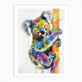 Koala Colourful Watercolour 1 Art Print