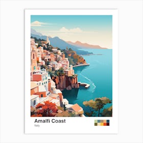 Amalfi Coast, Italy, Geometric Illustration 3 Poster Art Print