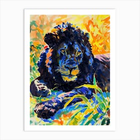 Black Lion Resting In The Sun Fauvist Painting 4 Art Print