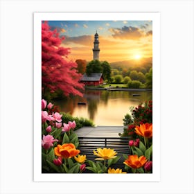 Sunset In The Park Art Print