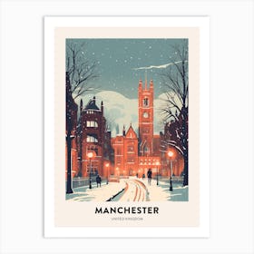 Winter Night  Travel Poster Manchester United Kingdom 1 Art Print