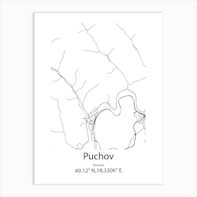 Puchov,Slovakia Minimalist Map Art Print