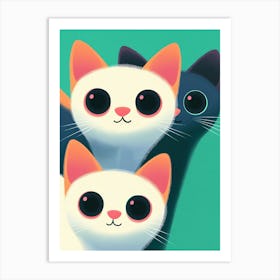 Three Cats Art Print