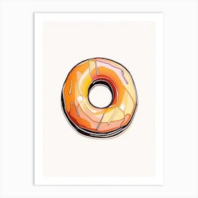 Bourbon Glazed Donut Abstract Line Drawing 1 Art Print