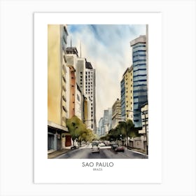 Sao Paulo Brazil Watercolour Travel Poster 4 Art Print