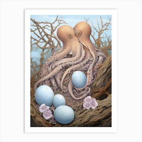 Octopus Building A Nest Illustration 1 Art Print