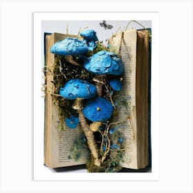 Blue Mushroom Book Art Art Print