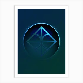 Geometric Neon Glyph on Jewel Tone Triangle Pattern 177 Art Print