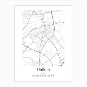 Halluin,France Minimalist Map Art Print