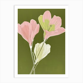 Pink & Green Freesia 2 Art Print