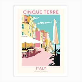 Cinque Terre, Italy, Flat Pastels Tones Illustration 2 Poster Art Print