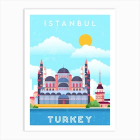 Istanbul, Turkey — Retro travel minimalist poster 2 Art Print