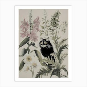 Cat In Flowers Art Print