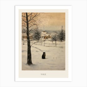 Vintage Winter Animal Painting Poster Vole 2 Art Print