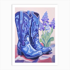 A Painting Of Cowboy Boots With Snapdragon Flowers, Fauvist Style, Still Life 1 Art Print