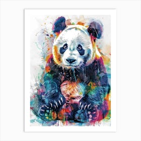 Giant Panda Colourful Watercolour 1 Art Print
